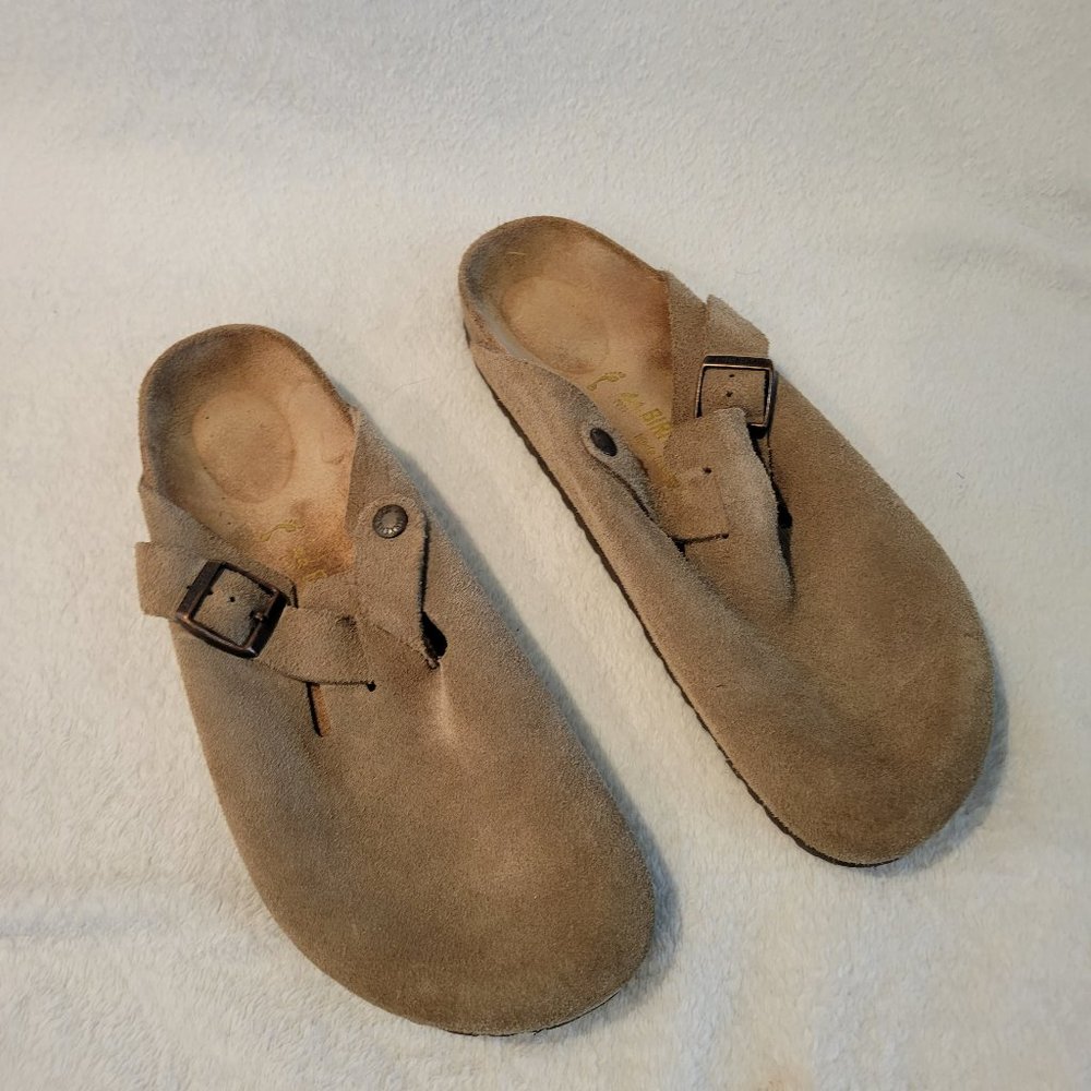 Birkenstock Boston Clog Suede Leather Taupe